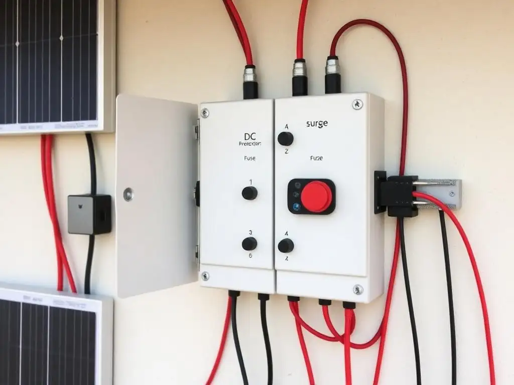 6-string DC combiner box with surge and fuse protection
