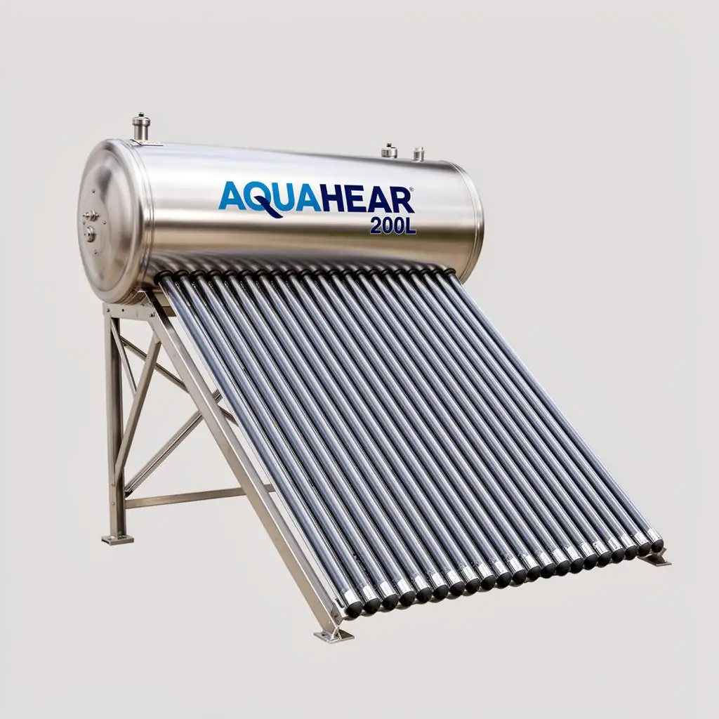 Aquahear 200L pressurised solar water heater on a tiled roof