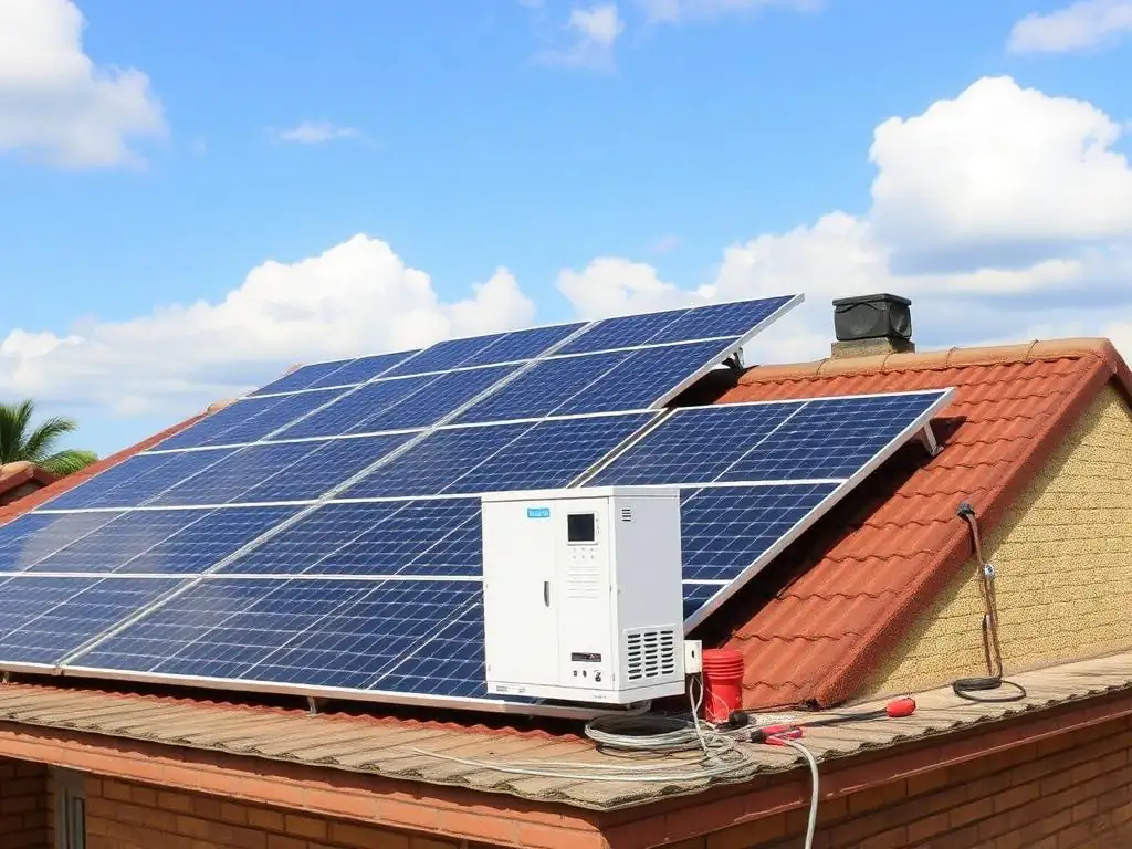 15kW small business solar kit on a shop rooftop with three-phase inverter