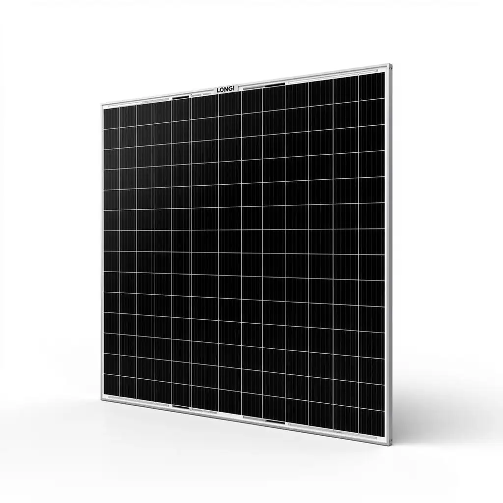 LONGi Hi-MO 5 410W mid-range monocrystalline solar panel against sky