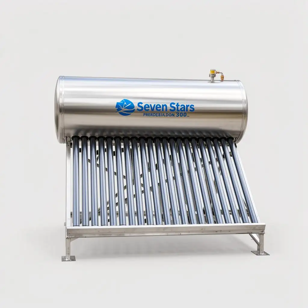 Seven Stars 300L pressurised solar water heater with stainless inner tank on rooftop