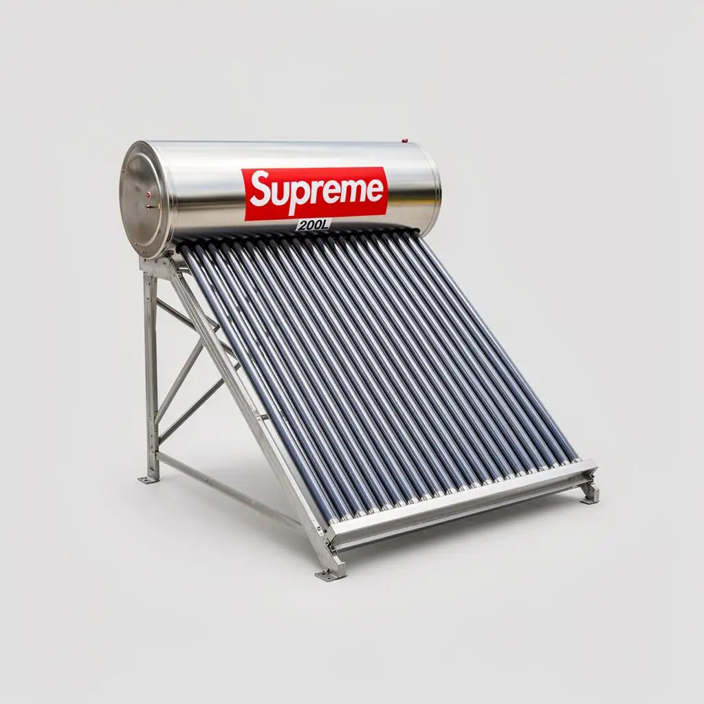 Supreme 200L evacuated-tube solar water heater on a rooftop