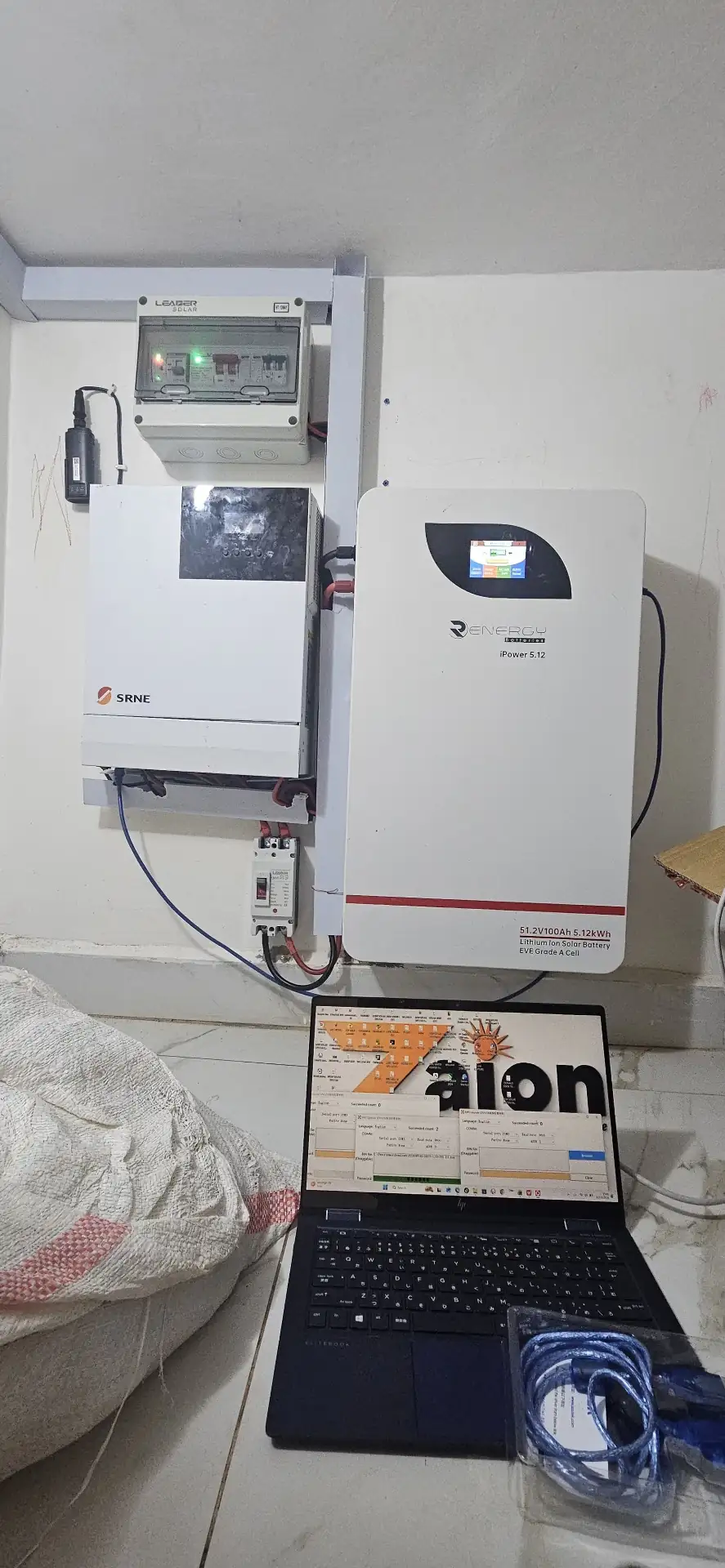 Lvtopsun 5.12kWh LFP wall-mounted lithium battery installed