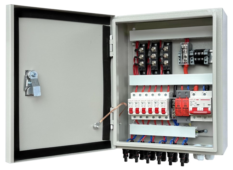 6-string DC combiner box with surge and fuse protection