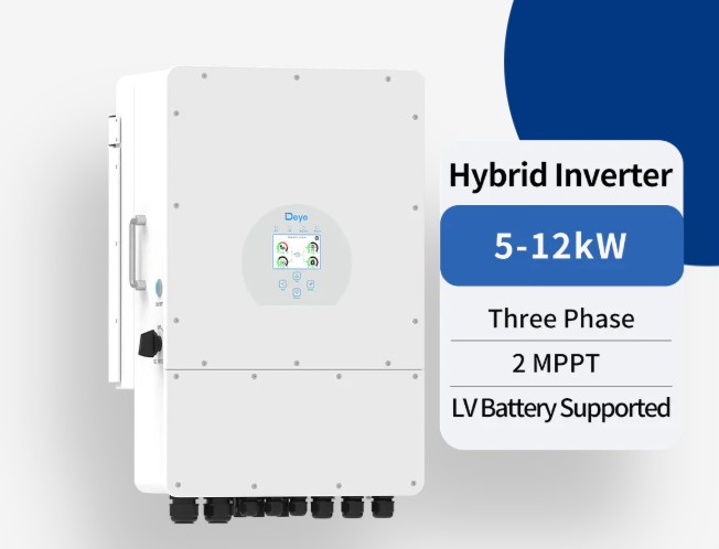 Deye SUN-12K three-phase hybrid inverter with Dyness battery rig